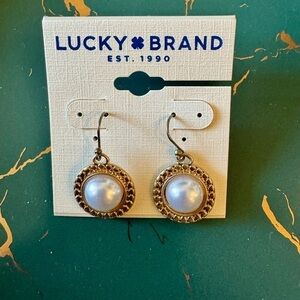 Brand new Lucky Brand Vintage Gold Pearl Earrings